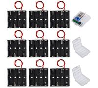 GTIWUNG 9Pcs 4AA Battery Holder Case Box with Wire, Black Plastic Batteries Case with Pin, 4 X 1.5V 6V AA Battery-Holder with Leads (4 Solts), 3Pcs Cell Storage Case