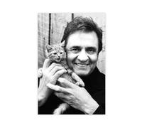 GTJKSX JOHNNY CASH with CAT Canvas Poster Bedroom Decor Landscape Office Room Decor Gift 12x18inch(30x45cm)