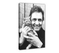 GTJKSX JOHNNY CASH with CAT Canvas Poster Bedroom Decor Landscape Office Room Decor Gift 20x30inch(50x75cm)