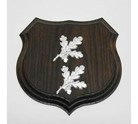 GTK Antlers & Trophies KRUMWOLZ 1x Coat of Arms Shield Wild Boar Trophy Shield Crest Shape AF 15 cm with Oak Leaves Cover Sheet Simple