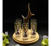 GTK - Geweihe & Trophäen KRUMHOLZ Shot Provider with Glasses Set of 6 - Stag Head Design - Choice of Variety or Mixed Colours - Gift Idea for Party & Friends, Rose Deer GTK27.30.44+SH