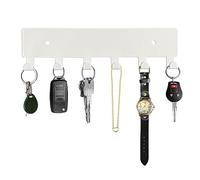 GTK Key Holder for Wall, Key Hooks with 6 Hooks, Wall Mounted Key Holder for Hallway, Self Adhesive Key Rack(White)