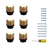 GTKHAAPPY Cabinet Knobs 6-Pack 1" Aluminum Drawer Knob for Single Hole Kitchen Dresser Knobs with Diamond Pattern (Black and Gold)