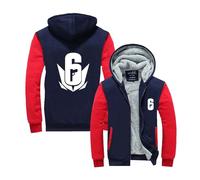 GTKRMXOB Men Thicken Hoodie for Rainbow Six Siege Comfortable Cardigan Hooded Coat Long Sleeve Sweatshirts Full Zipper Outwear Tops Training Jackets Printed Hoody-Red||XXL