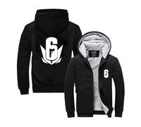 GTKRMXOB Men Thicken Hoodie for Rainbow Six Siege Comfortable Cardigan Hooded Coat Long Sleeve Sweatshirts Full Zipper Outwear Tops Training Jackets Printed Hoody-Black||XXL