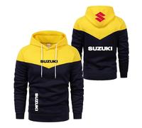 GTKRMXOB Men Workout Hoodies for SU.ZU.K.I Print Gym Wear Baggy Coats Long Sleeve Tops Hoody Hooded Outwear Contrast Color Jackets Spring Autumn Sweatshirt-HuangS||XL