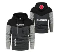 GTKRMXOB Men Workout Hoodies for SU.ZU.K.I Print Gym Wear Baggy Coats Long Sleeve Tops Hoody Hooded Outwear Contrast Color Jackets Spring Autumn Sweatshirt-HeiS||S