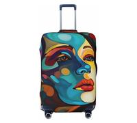 GTKSYNVE Abstract Colored Woman Face Luggage Cover for Suitcase Tsa Approved, Spandex Stretch Suitcase Protector Washable Baggage Covers Travel Luggage Sleeve Large Suit Case Cover Fit 18-32 Inch