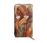 GTKSYNVE Africa Ethnic Pottery Leather Wallets for Women Men, RFID Blocking Large Capacity Credit Card Holder with Zipper Ladies Phone Clutch Handbag Travel Purse Gifts for Birthday