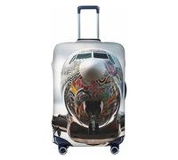 GTKSYNVE Airplane Art Luggage Cover for Suitcase Tsa Approved, Spandex Stretch Suitcase Protector Washable Baggage Covers Travel Luggage Sleeve Large Suit Case Cover Fit 18-32 Inch, Black, L