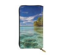 GTKSYNVE Aitutaki lagoon, Cook Islands Leather Wallets for Women Men, RFID Blocking Large Capacity Credit Card Holder with Zipper Ladies Phone Clutch Handbag Travel Purse Gifts for Birthday