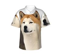 GTKSYNVE Akita Hawaiian Shirt for Men Tropical Shirt Summer Beach Button Down Short Sleeve with Pocket