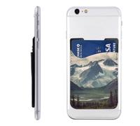 GTKSYNVE Alaska Mountains Phone Wallet Stick On, Leather Phone Card Holder, Adhesive Credit Card Holder for Phone Case, Id Card Pouch Sleeve Compatible for Most of Cellphone
