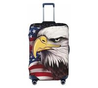 GTKSYNVE America US Flag Bald Eagle Luggage Cover for Suitcase Tsa Approved, Spandex Stretch Suitcase Protector Washable Baggage Covers Travel Luggage Sleeve Large Suit Case Cover Fit 18-32 Inch