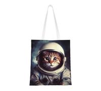 GTKSYNVE Animal Cat Astronaut Canvas Tote Bag Women, Large Shoulder Hobo Bags Casual Handbags Big Capacity Shopping Work Bag Reusable Tote Gift Bags Laptop Purse for Nurse Teacher
