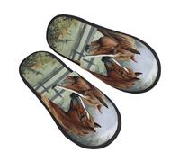 GTKSYNVE Animals Embroidery Paintings Horses Slipper Warm Comfy Memory Foam House Shoes Fuzzy Winter Bedroom Slipper Slip-on House Slippers Cozy Indoor Outdoor Slippers - Trendy Gift for Women Men