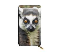 GTKSYNVE Animals Lemur Pattern Leather Wallets for Women Men, RFID Blocking Large Capacity Credit Card Holder with Zipper Ladies Phone Clutch Handbag Travel Purse Gifts for Birthday