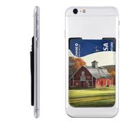 GTKSYNVE Barn Phone Wallet Stick On, Leather Phone Card Holder, Adhesive Credit Card Holder for Phone Case, Id Card Pouch Sleeve Compatible for Most of Cellphone