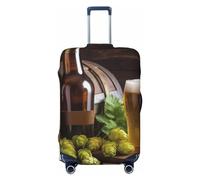 GTKSYNVE Beer and Hop Cones Luggage Cover for Suitcase Tsa Approved, Spandex Stretch Suitcase Protector Washable Baggage Covers Travel Luggage Sleeve Large Suit Case Cover Fit 18-32 Inch, Black, L