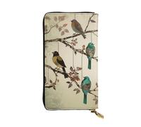 GTKSYNVE Birds on branches Leather Wallets for Women Men, RFID Blocking Large Capacity Credit Card Holder with Zipper Ladies Phone Clutch Handbag Travel Purse Gifts for Birthday