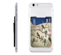 GTKSYNVE Birds on branches Phone Wallet Stick On, Leather Phone Card Holder, Adhesive Credit Card Holder for Phone Case, Id Card Pouch Sleeve Compatible for Most of Cellphone