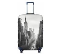 GTKSYNVE Black and white New York Luggage Cover for Suitcase Tsa Approved, Spandex Stretch Suitcase Protector Washable Baggage Covers Travel Luggage Sleeve Large Suit Case Cover Fit 18-32 Inch, Black