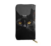 GTKSYNVE Black cats eyes Leather Wallets for Women Men, RFID Blocking Large Capacity Credit Card Holder with Zipper Ladies Phone Clutch Handbag Travel Purse Gifts for Birthday