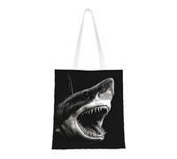 GTKSYNVE Black shark head Canvas Tote Bag Women, Large Shoulder Hobo Bags Casual Handbags Big Capacity Shopping Work Bag Reusable Tote Gift Bags Laptop Purse for Nurse Teacher