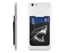 GTKSYNVE Black shark head Phone Wallet Stick On, Leather Phone Card Holder, Adhesive Credit Card Holder for Phone Case, Id Card Pouch Sleeve Compatible for Most of Cellphone