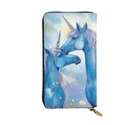 GTKSYNVE Blue Animal Love Leather Wallets for Women Men, RFID Blocking Large Capacity Credit Card Holder with Zipper Ladies Phone Clutch Handbag Travel Purse Gifts for Birthday