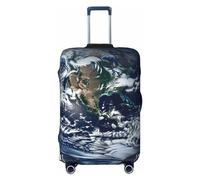 GTKSYNVE Blue Marble Earth Luggage Cover for Suitcase Tsa Approved, Spandex Stretch Suitcase Protector Washable Baggage Covers Travel Luggage Sleeve Large Suit Case Cover Fit 18-32 Inch, Black, S