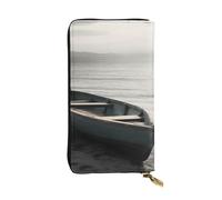 GTKSYNVE Boat by the sea Leather Wallets for Women Men, RFID Blocking Large Capacity Credit Card Holder with Zipper Ladies Phone Clutch Handbag Travel Purse Gifts for Birthday
