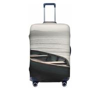 GTKSYNVE Boat by the sea Luggage Cover for Suitcase Tsa Approved, Spandex Stretch Suitcase Protector Washable Baggage Covers Travel Luggage Sleeve Large Suit Case Cover Fit 18-32 Inch, Black, L