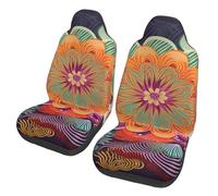 GTKSYNVE Bohemian Colored Flower Car Seat Covers Front Seats 2 Pack Washable Non-Slip Car Seat Protectors Waterproof Automotive Seat Cover Universal Seat Cushion Protector for Cars, Vans, Trucks