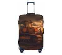 GTKSYNVE Bulldozer Evening Luggage Cover for Suitcase Tsa Approved, Spandex Stretch Suitcase Protector Washable Baggage Covers Travel Luggage Sleeve Large Suit Case Cover Fit 18-32 Inch, Black, XL