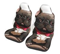 GTKSYNVE Cartoon Dog French Bulldog Car Seat Covers Front Seats 2 Pack Washable Non-Slip Car Seat Protectors Waterproof Automotive Seat Cover Universal Seat Cushion Protector for Cars, Vans, Trucks