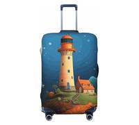GTKSYNVE Catoon Whale Lighthouse Luggage Cover for Suitcase Tsa Approved, Spandex Stretch Suitcase Protector Washable Baggage Covers Travel Luggage Sleeve Large Suit Case Cover Fit 18-32 Inch, Black
