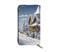 GTKSYNVE Christmas Winter Happy Scene Leather Wallets for Women Men, RFID Blocking Large Capacity Credit Card Holder with Zipper Ladies Phone Clutch Handbag Travel Purse Gifts for Birthday