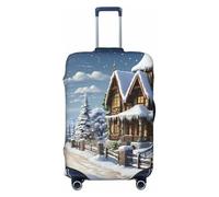 GTKSYNVE Christmas Winter Happy Scene Luggage Cover for Suitcase Tsa Approved, Spandex Stretch Suitcase Protector Washable Baggage Covers Travel Luggage Sleeve Large Suit Case Cover Fit 18-32 Inch