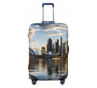 GTKSYNVE City Sydney Luggage Cover for Suitcase Tsa Approved, Spandex Stretch Suitcase Protector Washable Baggage Covers Travel Luggage Sleeve Large Suit Case Cover Fit 18-32 Inch, Black, M