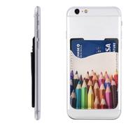 GTKSYNVE Colored pencils Phone Wallet Stick On, Leather Phone Card Holder, Adhesive Credit Card Holder for Phone Case, Id Card Pouch Sleeve Compatible for Most of Cellphone