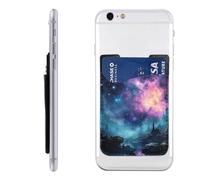 GTKSYNVE Cool star river Phone Wallet Stick On, Leather Phone Card Holder, Adhesive Credit Card Holder for Phone Case, Id Card Pouch Sleeve Compatible for Most of Cellphone