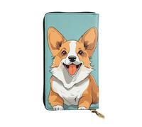 GTKSYNVE Corgi Cute Dog Leather Wallets for Women Men, RFID Blocking Large Capacity Credit Card Holder with Zipper Ladies Phone Clutch Handbag Travel Purse Gifts for Birthday