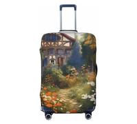 GTKSYNVE Cottage Garden Luggage Cover for Suitcase Tsa Approved, Spandex Stretch Suitcase Protector Washable Baggage Covers Travel Luggage Sleeve Large Suit Case Cover Fit 18-32 Inch, Black, S