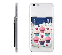 GTKSYNVE Cupcake candy hearts sweet Phone Wallet Stick On, Leather Phone Card Holder, Adhesive Credit Card Holder for Phone Case, Id Card Pouch Sleeve Compatible for Most of Cellphone