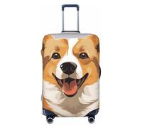 GTKSYNVE Cute Cartoon Welsh Corgi Dog Luggage Cover for Suitcase Tsa Approved, Spandex Stretch Suitcase Protector Washable Baggage Covers Travel Luggage Sleeve Large Suit Case Cover Fit 18-32 Inch