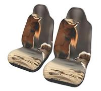 GTKSYNVE Cute Dog and Horse Car Seat Covers Front Seats 2 Pack Washable Non-Slip Car Seat Protectors Waterproof Automotive Seat Cover Universal Seat Cushion Protector for Cars, Vans, Trucks