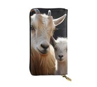 GTKSYNVE Cute goat with mother Leather Wallets for Women Men, RFID Blocking Large Capacity Credit Card Holder with Zipper Ladies Phone Clutch Handbag Travel Purse Gifts for Birthday
