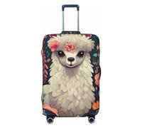 GTKSYNVE Cute Llama Floral Luggage Cover for Suitcase Tsa Approved, Spandex Stretch Suitcase Protector Washable Baggage Covers Travel Luggage Sleeve Large Suit Case Cover Fit 18-32 Inch, Black, M