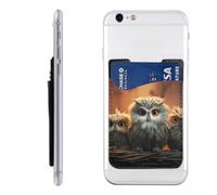 GTKSYNVE cute Owl Phone Wallet Stick On, Leather Phone Card Holder, Adhesive Credit Card Holder for Phone Case, Id Card Pouch Sleeve Compatible for Most of Cellphone